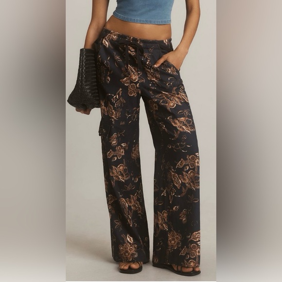 Anthropologie Pilcro Linen Pants, Navy, Size XL - Picture 2 of 6